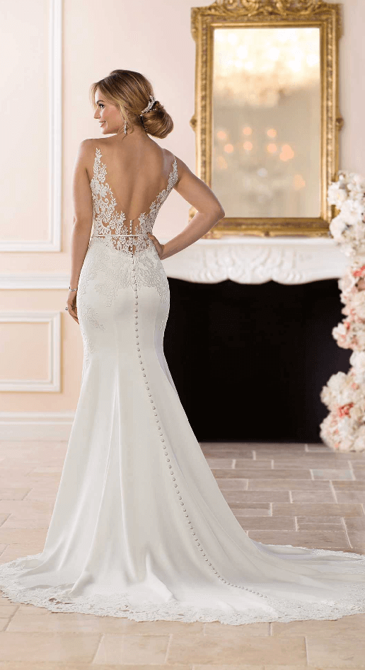 Louise - Stella York Crepe Sheath Boho Gown - The White Dress