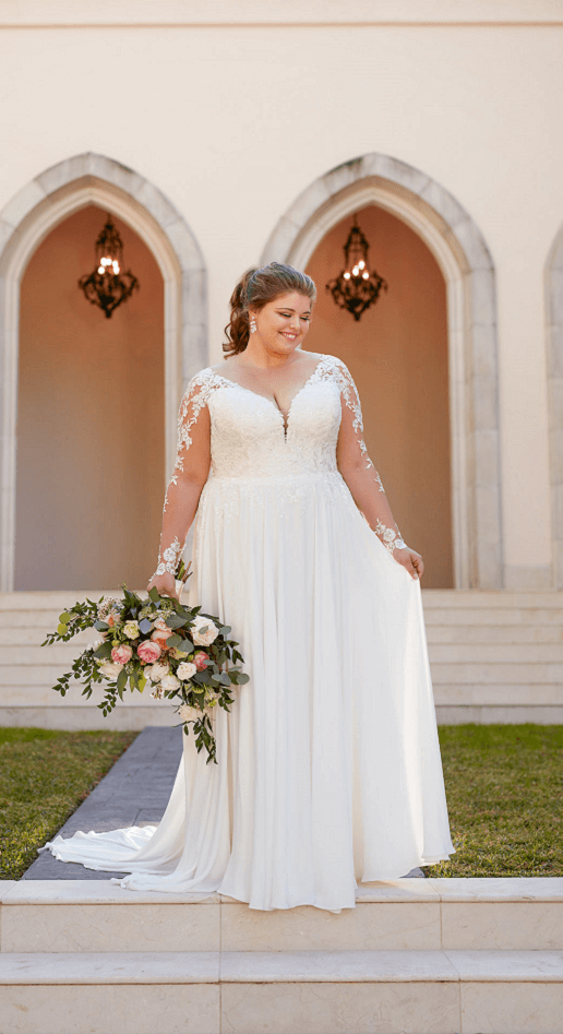 blue dress for baby girl Ever-Pretty Inclusive High-Slit Chiffon Plus Size Bridesmaid Dress with Long Sleeves and Waist Pleating main image 0