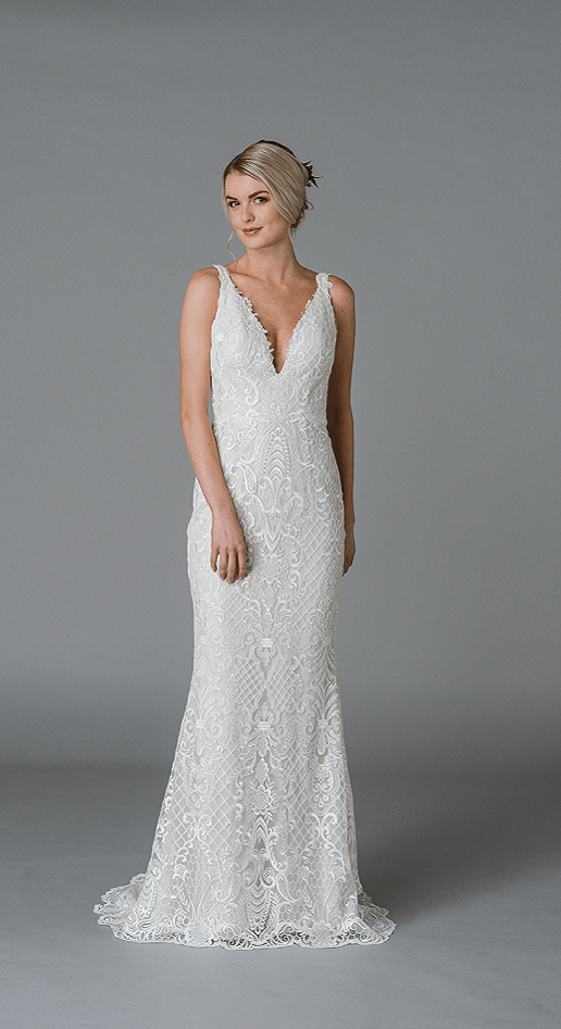 Jude - Lis Simon Lace Sheath Wedding Dress - The White Dress