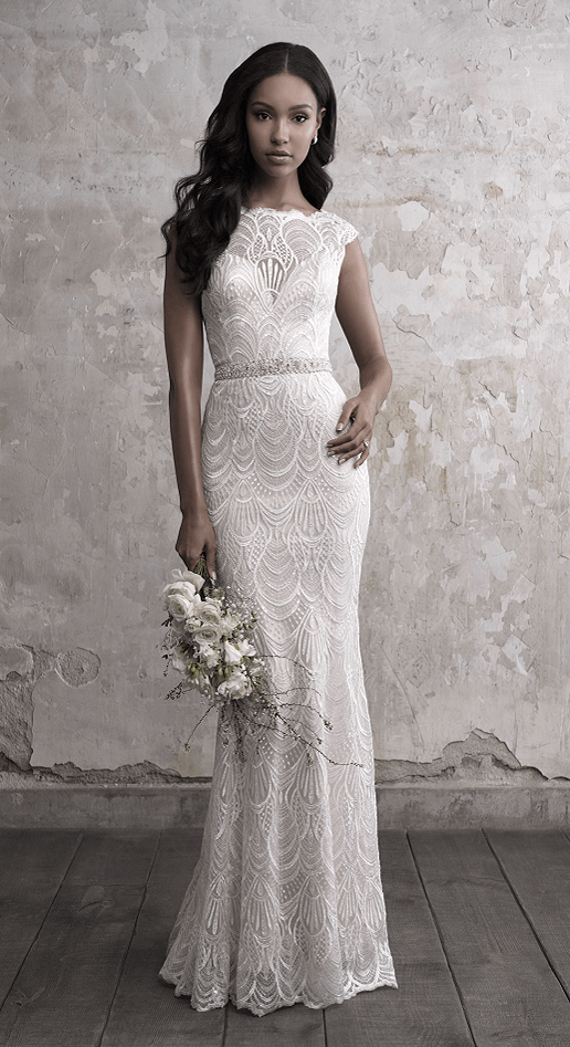 lace sheath wedding gown