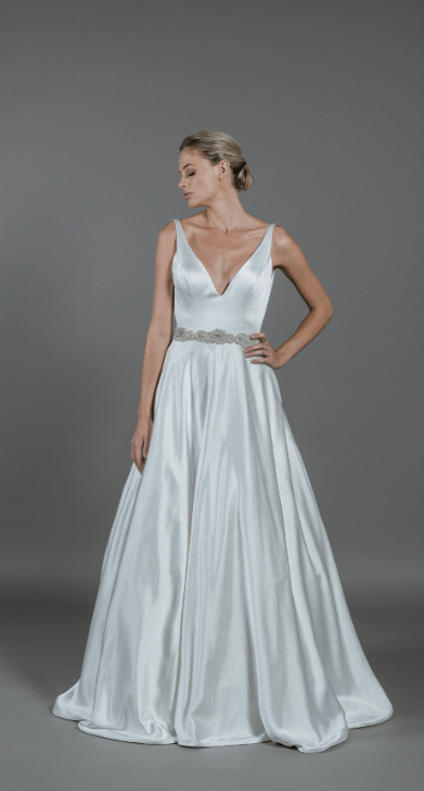 satin flowy wedding dress