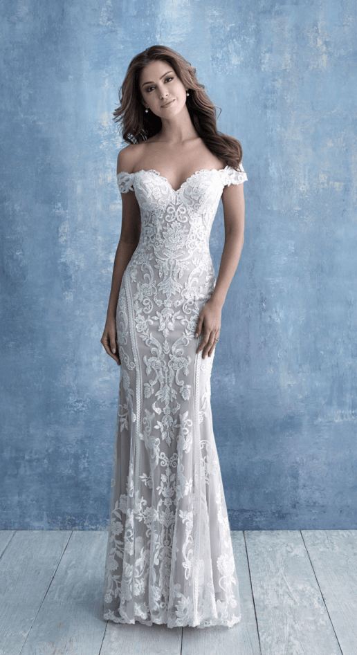 Coraline Allure Bridals Lace Sheath Bridal Gown The White Dress