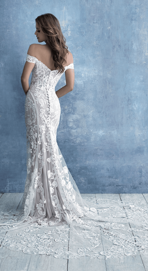 Coraline Allure Bridals Lace Sheath Bridal Gown The White Dress