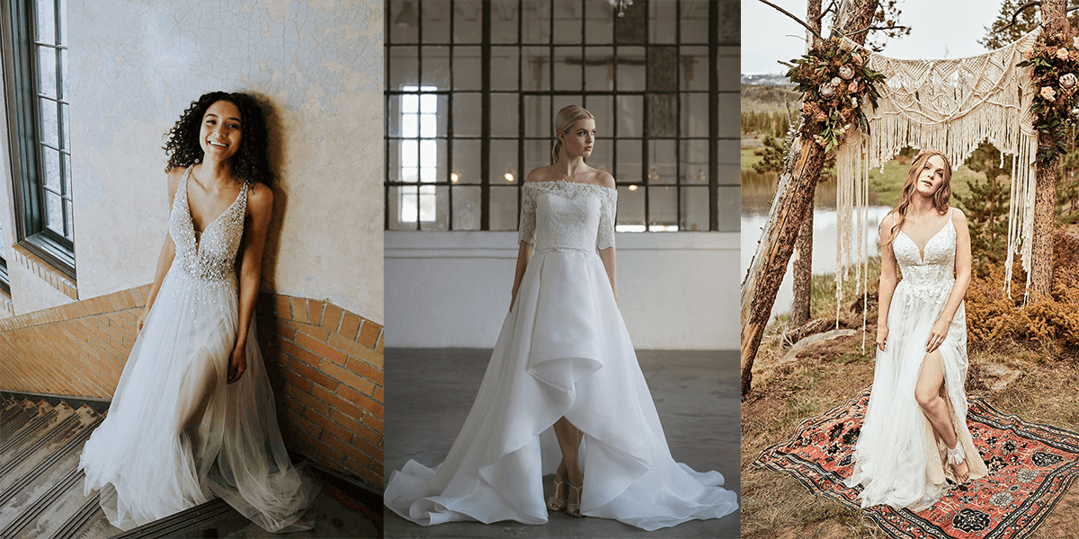 wedding gowns with high low hemlines and slits