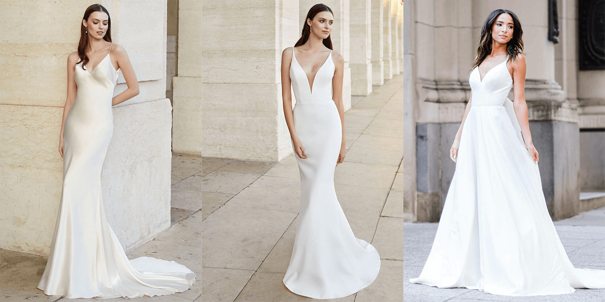 minimalist wedding gowns and slip dresses