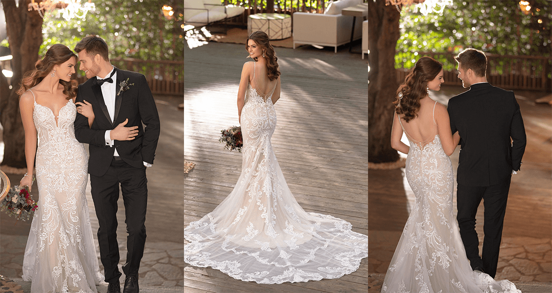 Essense of Australia D2771: A fit-and-flare gown with a delicate beaded back.