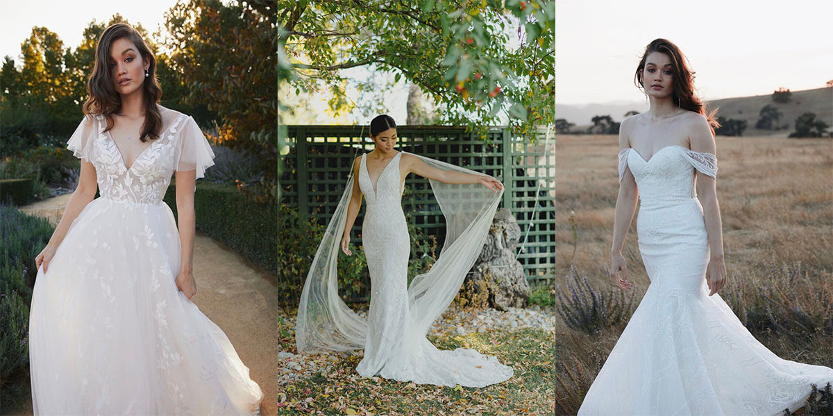 Romantic and modern wedding gowns from designer Lis Simon