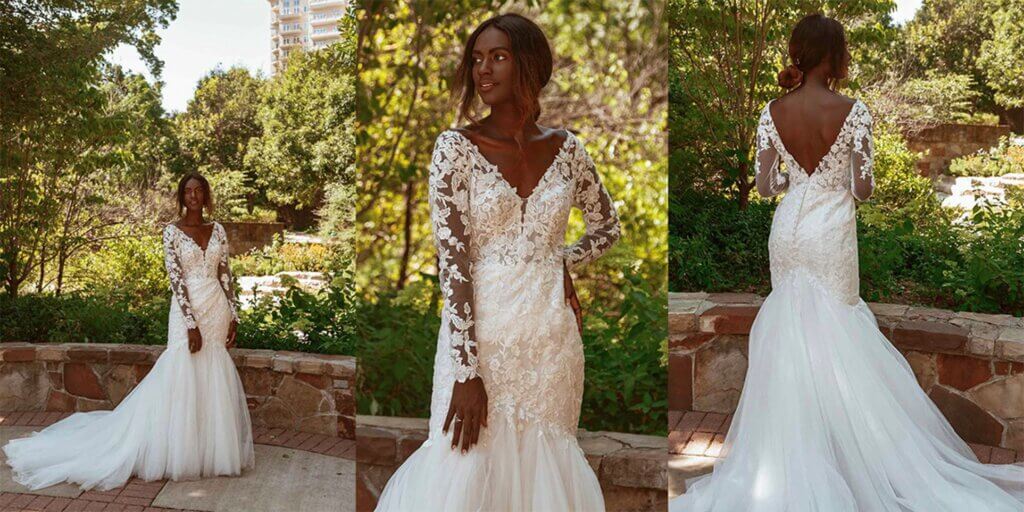 Rashida: a wedding dress with a modern take on the classic fit and flare.