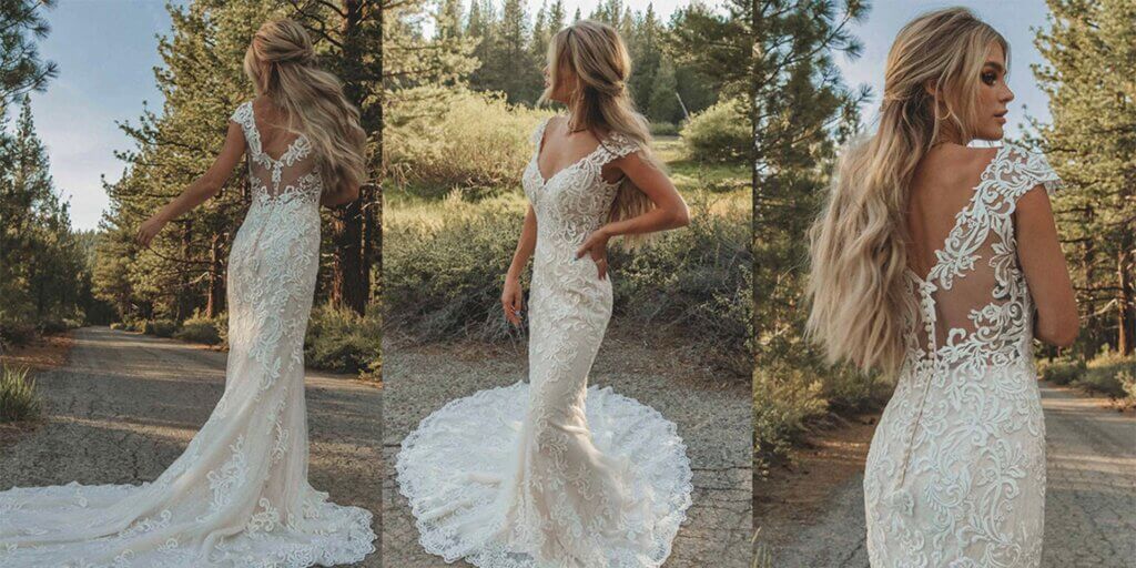 Kenna: dramatic wedding dress in all the right ways.