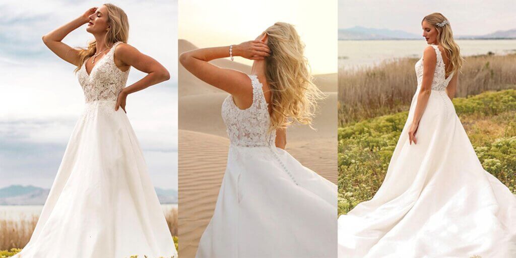 Mari: simple A-line elegance and beauty in a wedding dress