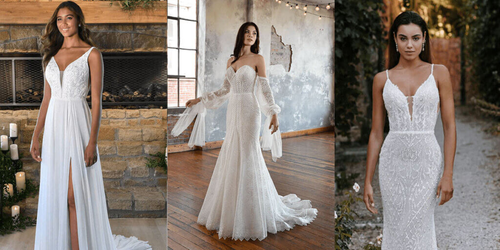 Create balance between shapes and sizes in your wedding dress choices.