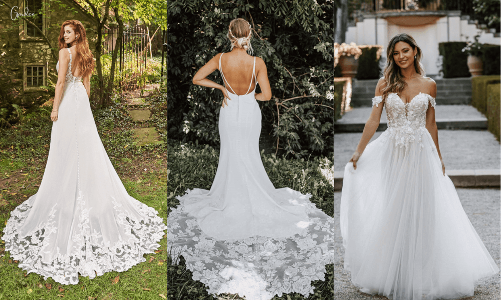 3 brides in Garden wedding dresses