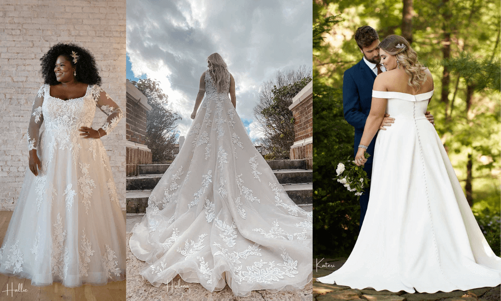 3 flowy bridal dresses with and without sleeves