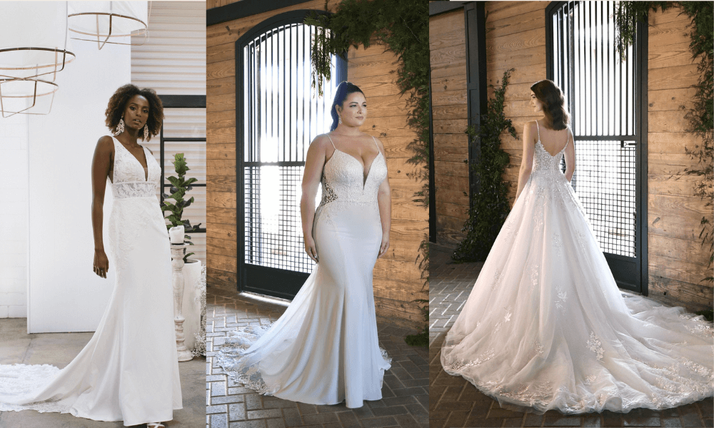 3 beautiful wedding dresses of different style that accentuate the silhouette of the bride