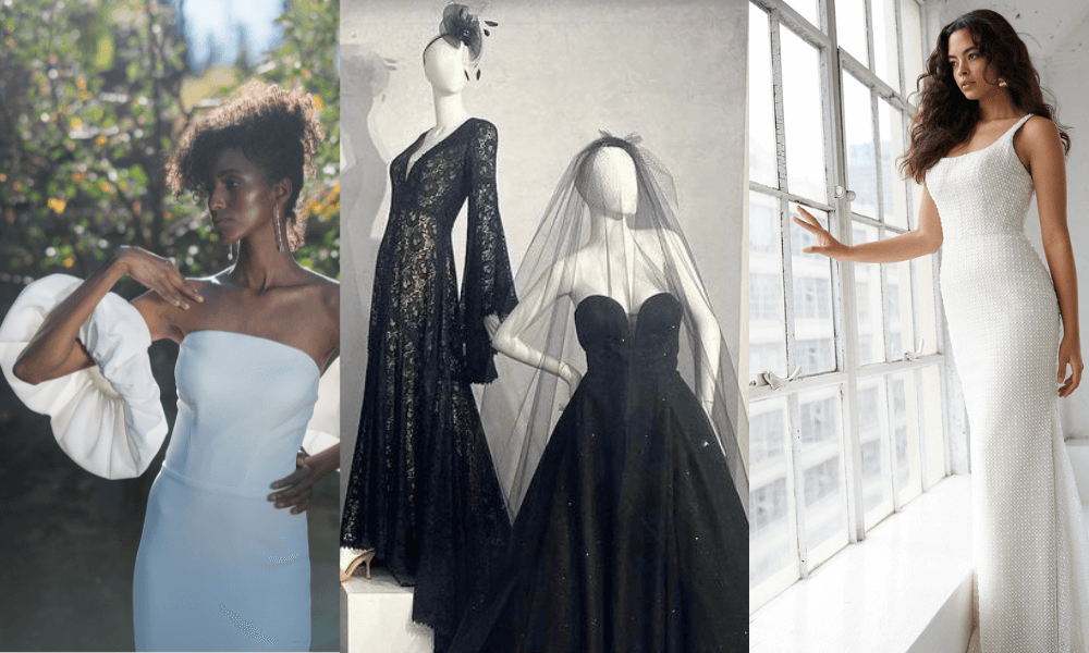 3 different non-traditional wedding dresses