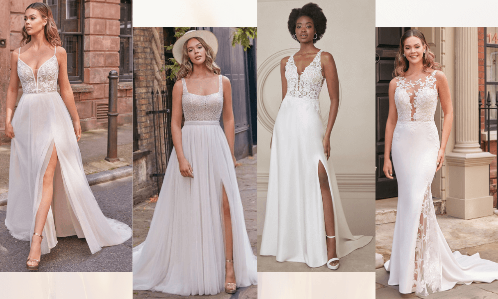 4 Beautiful wedding dresses by Justing Alexander: Andrea, Gabriela, Burleigh and Leandra