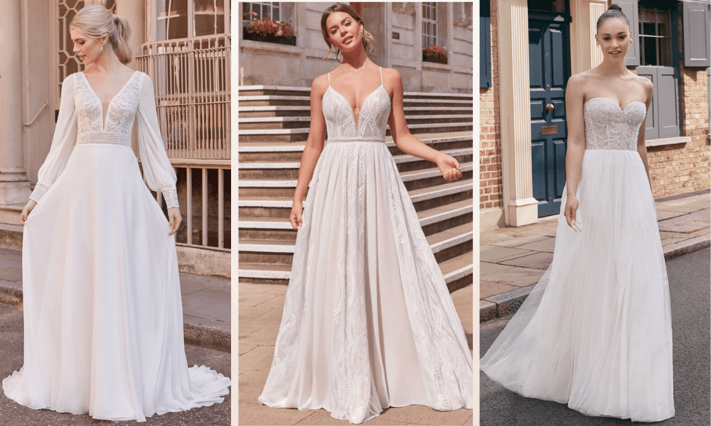 3 beautiful breezy, boho wedding dresses in chiffon and tulle