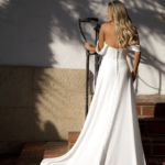Back of simple, elegant wedding dress, Franchesca