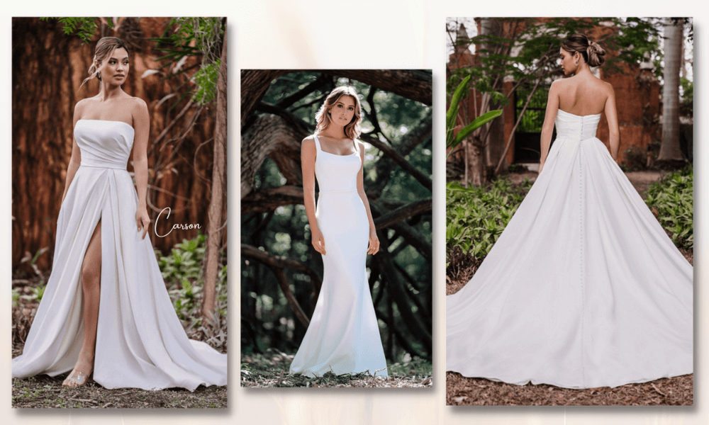 3 modern wedding dresses: geometric and minimalist