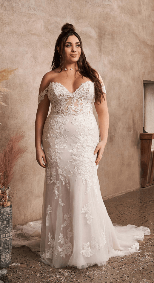 Beautiful lace and chiffon wedding dress, Raylene