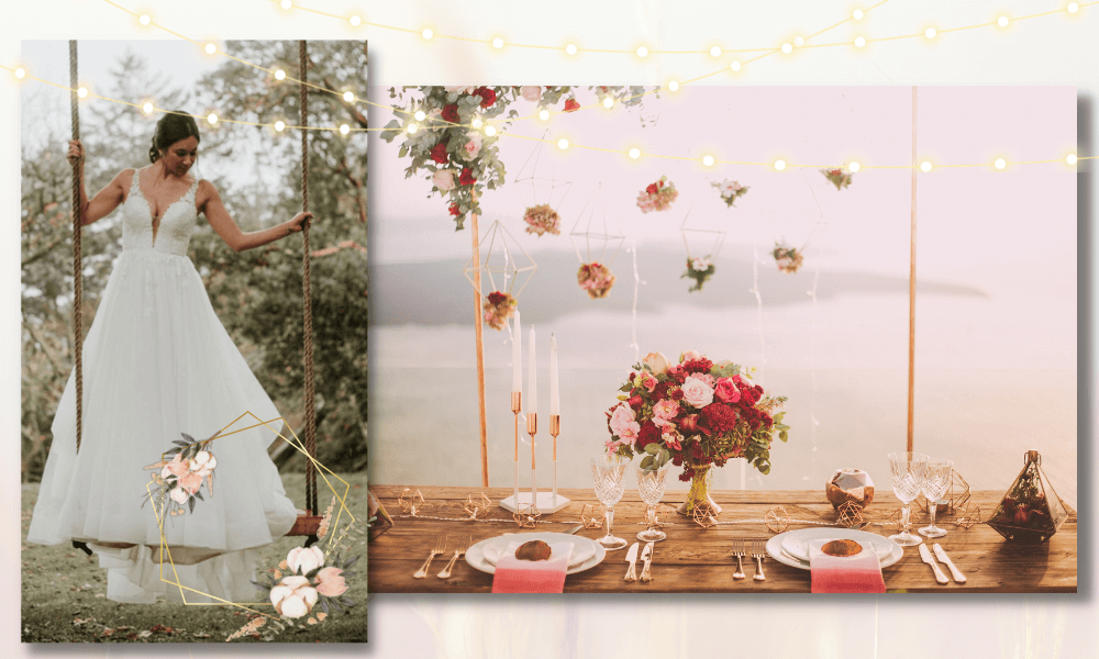 collage of beautiful wedding aesthetics