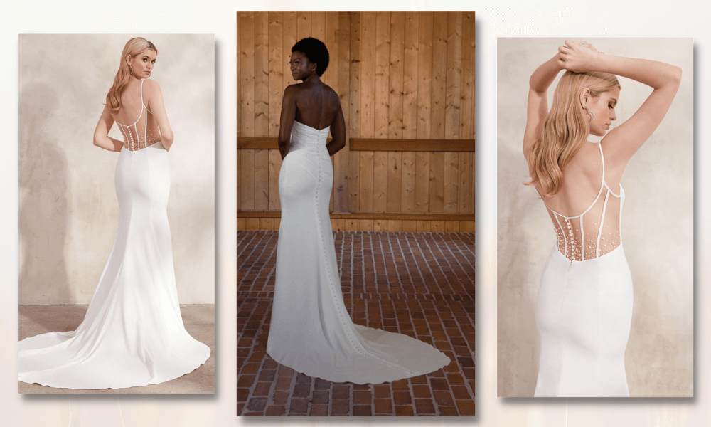 3 beautiful wedding dresses showing the fit back