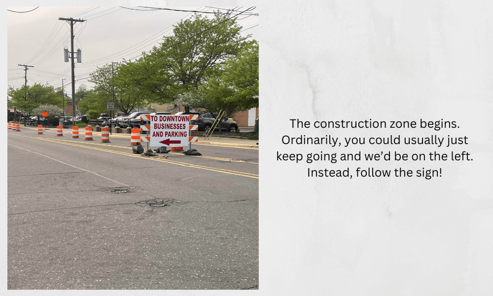 street view on the construction sign