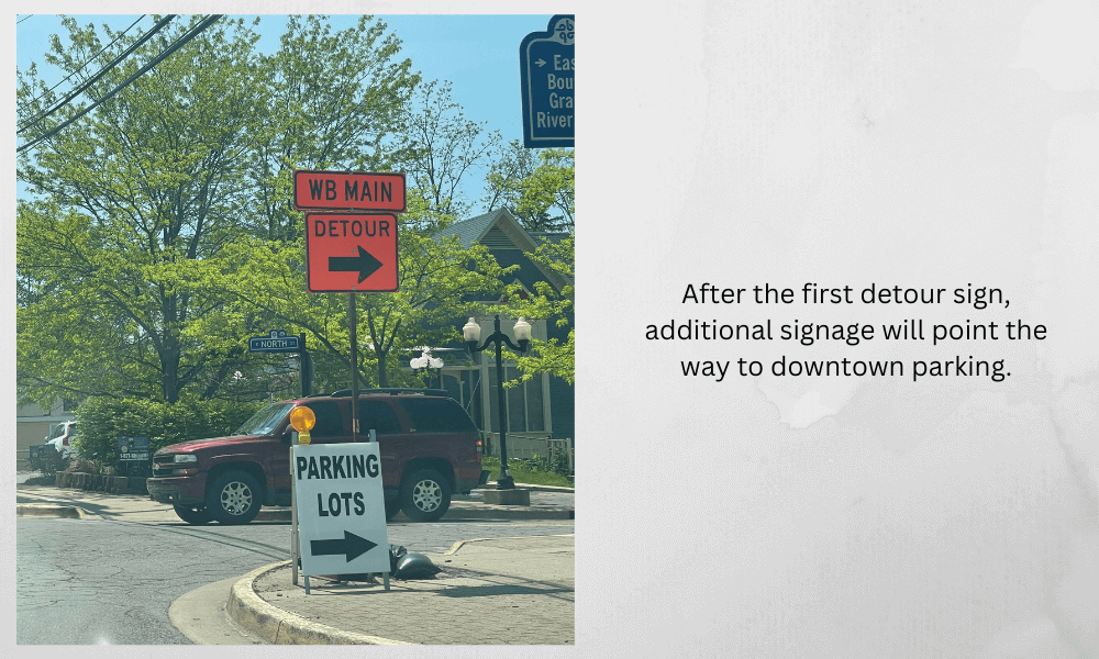 Detour sign on the street